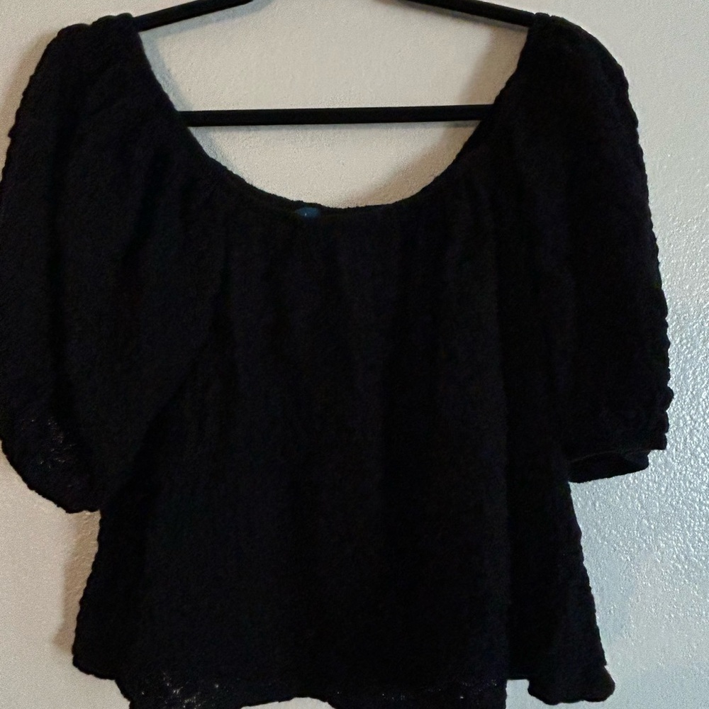 Old Navy Black Textured Blouse